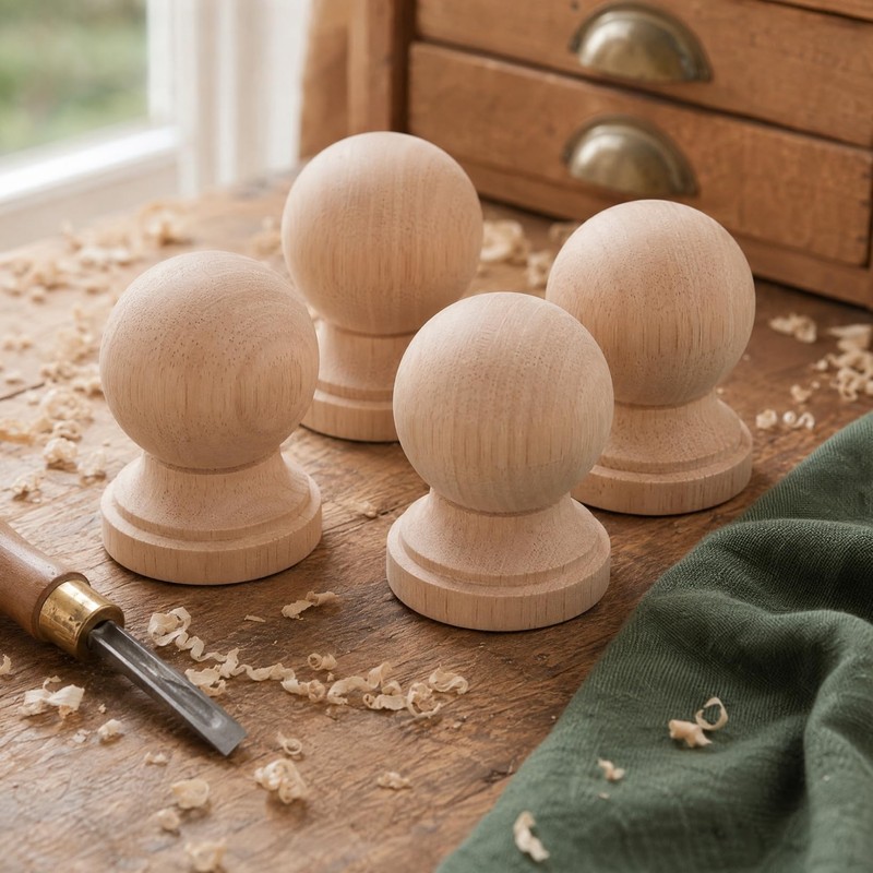 Ciieeo 4pcs Wood Baluster Spindles Roman Column Decorative Finials