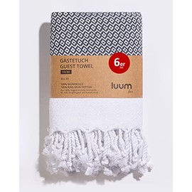 Luum® Set of 6 Hammam Guest Towels, Decorative Towels, Flannels, Face Cloth, Cloth Napkins, Cleaning Cloths, 100% Cotton, Quick-Drying, Lint-Free, Anthracite, 33 x 33 cm, Gift Set Gifts for Women
