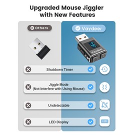 VAYDEER Metal Mini Mouse Jiggler, T5s Mouse Mover with Timer, LED Countdown, Undetectable, 3-Button Control, for Office, Remote Work, Online Meetings,Shaker Wiggler to Boost Your Productivity (Golden)