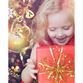Chunyee Unicorn Gifts for Girls, 18K Gold Plated CZ Heart Unicorn Necklaces Initial Unicorn Necklace Birthday Gifts for Girls Teens