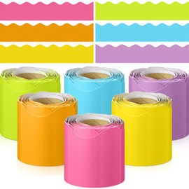 TaoBary 6 Rolls 196.8 ft Colorful Borders for Bulletin Board, Scalloped Trim Bulletin Board Decorations for Classroom Back to School Decor (Macaron Color)