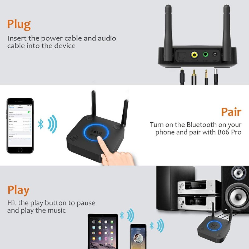 [Upgraded] 1Mii B06Pro Long Range Bluetooth Receiver, HiFi Wireless Audio