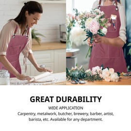 Carrotez Durable Goods - Heavy Duty Canvas Work Apron [2nd Generation], Barber apron, Cotton Canvas Cross Back Adjustable Apron with Pockets, Adjustable Strap and Large Pockets,Canvas, M-XXL- Pink