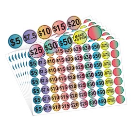 1 inch Yard Garage Sale Price Stickers Pre-Priced Pricing Labels - Bright Gradient Colored Flea Market Dollar Priced Stickers for Yard Retail Business Supplies 700 Pcs