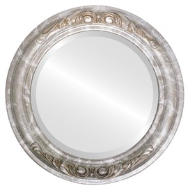 Round Beveled Wall Mirror for Home Decor - Florence Style - Champagne Silver - 22x22 Outside Dimensions