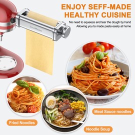 Pasta Maker Attachment for KitchenAid Stand Mixers, Stainless Steel for Kitchen aid Pasta Attachment Includes Pasta Sheet Roller, Spaghetti & Fettuccine, Dough Scraper Pasta Attachment by InnoMoon