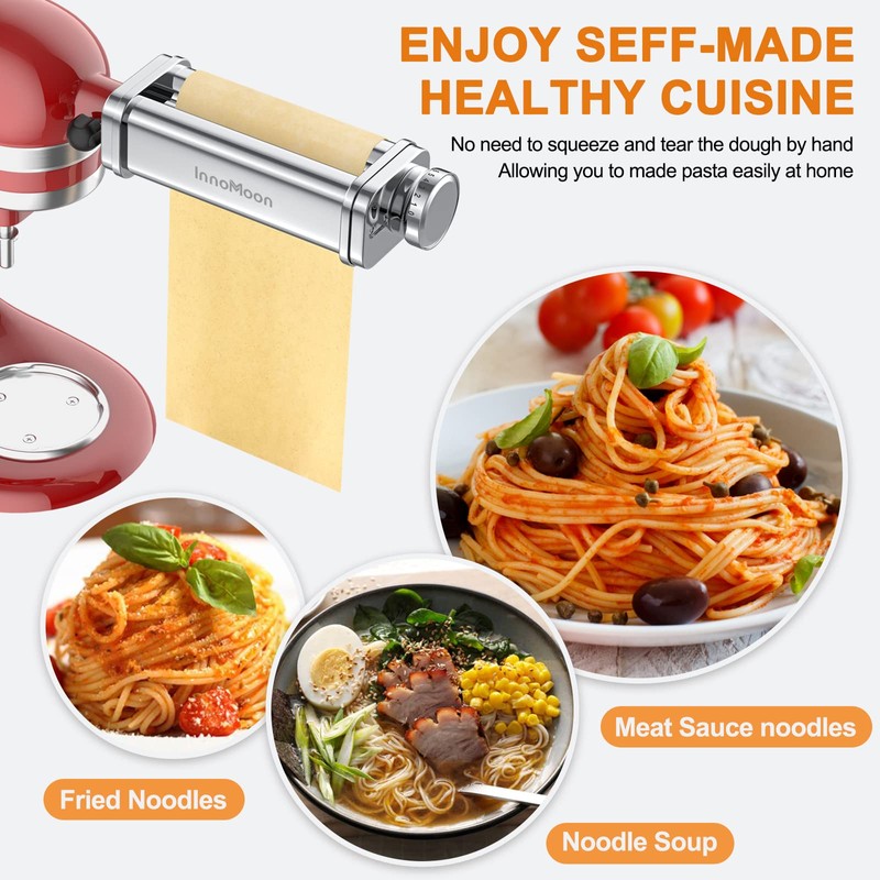 Pasta Maker Attachment for KitchenAid Stand Mixers, Stainless Steel for