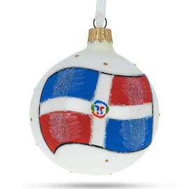BestPysanky Flag of Dominican Republic Glass Ball Christmas Ornament