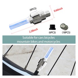 Dickno 6 PCS LED Flash Tyre Wheel Lights, Waterproof Tyre Wheel Valve Cap Light with Battery, Universal Vehicle LED Tire Decor Lights for Cars Trunks Bikes Bicycles Motorcycles (Blue)