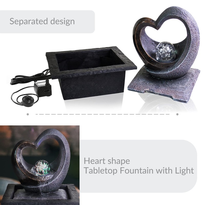 Ferrisland Tabletop Rock - Stacked Waterfall Fountain with LED -