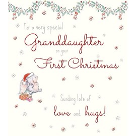 Granddaughter First Christmas Card - Very Special Granddaughter - Cute Festive Design - Bunny Rabbit - Special Finishes - Made in the UK - Eco-Friendly