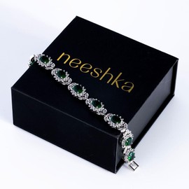 Neeshka Natural Stone AAA Cubic Zirconia Bracelet for Women, Teen Girls, Trendy Jewelry Gifts for Her, Anniversary & Birthday Gifts for Wife & Girlfriend, Mother's Day Gifts for Mom, Stone, zircon