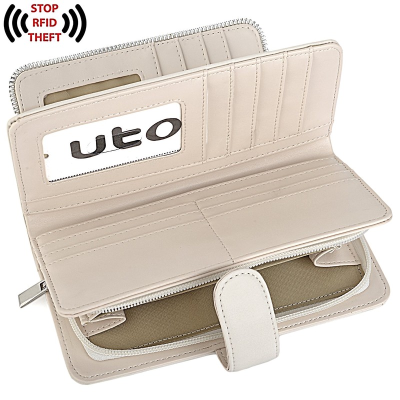 UTO Women's PU Leather Wallet Large Capacity 15 Card Slots