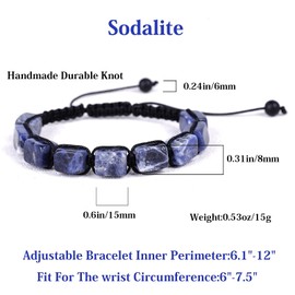 HESHPAWS Genuine Sodalite Adjustable Bracelets Crystal Healing Stones Bracelets Supernatural Reiki Stones Bead Bracelets Natural Stone Braided Bracelets (Sodalite)