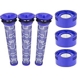 SCREENTRONICS 6 Pack Pre & Post Motor HEPA Filters Compatible Replacement for Dyson V7 V8 SV10 SV11 Absolute Animal Motorhead Vacuum Cleaner Part # 965661-01 & 967478-01