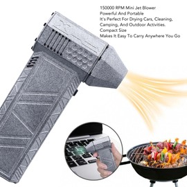 150K RPM Portable Mini Blower, Lightweight Jet Dry Blower with Type C Charging, Infinite Speed Adjustment, Turbine Powered for Outdoor Cars Computers Keyboards, 3000mAh