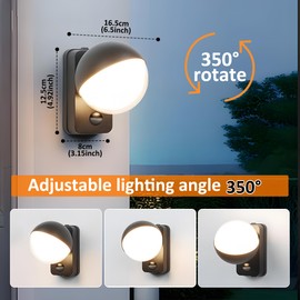 APAKA 24W Außenwandleuchte mit Bewegungsmelder, 350° Schwenkbar Außenlampe, IP65 LED Wandleuchte Aluminium, Innen Außen Wandlampe, Warmweiß 3000K, Schwarz, Aussenleuchte für Garten Terrasse Eingang
