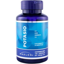 Maklen Citrato de Potasio con Omega 3 - Keto, Mineral y Electrolito Esencial,Bienestar Muscular - 160 Capsulas de 700 mg