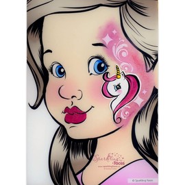 Sparkling Faces Practice Board - Mia (Left Handed), Face Painting Practice and Display Tool, Reusable Colored Makeup Template, A4 Size - 8.27" x 11.69"