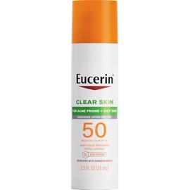Eucerin Sun Clear Skin Face Sunscreen Lotion SPF 50 for Acne Prone and Oily Skin, Lightweight Sunscreen with Oil-Absorbing Minerals, Won't Cause Break