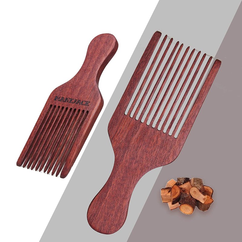 MANEJACK Beard Pick for Men- Wooden Comb Afro Hair Lift