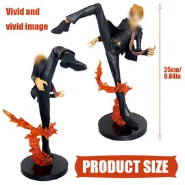 MIFKLMV Anime One Pie-ce Sanji Model, One Pie-ce Themed Anime Model, Super Collection of Anime Characters Sanji Statue, Action Figure Collection, Suitable for Desktop Decorations - 25.5cmB