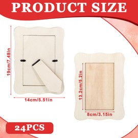 Falzqq 24 Pack Wooden Picture Frames for Crafts, 4 x 6 Inches DIY Wooden Photo Frame with Stand Original Wood Color Unfinished Standing Photo Frames for Weddings, Parties, Birthdays, Homes, DIY Crafts