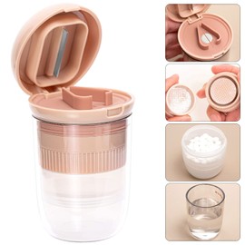 Pill Crusher, Cutter and Grinder, Pill Splitter Crushes Pills, Vitamins, Tablets, Stainless Steel Blade, Two Built-in Pill Box Removable Drinking Cup (pink)