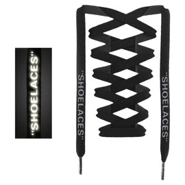 Double stitching shoe laces for sneakers pink red shoe laces Individually packaged shoelaces, Reflective Black, 140cm