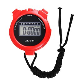Digital Water-Proof Stop Watch, Multifunctional Sports Stop Watch for Swimming, Running, Basketball and Football, LCD Display Chronograph with Alarm Clock (Red)