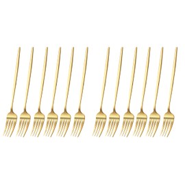 SDMAX 12x Premium Stainless Steel Fork Set for Home and Kitchen, Heavy Duty Dinner Fork Set of 12 for Dining Table, Tableware - Golden (21.5 cm)
