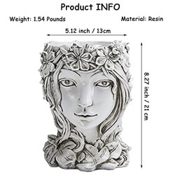 Happy L Face Flower Pot Head Planter Pots Succulent Planter Goddess Face Planter with Drainage Hole for Indoor Outdoor Plants(A-White)
