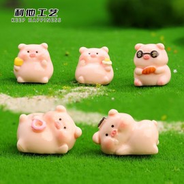 3D Cute Pig Figurine Accessories Creative Shoe Button Material Resin Parts DIY Accessories Small Ornaments Pink Pig Donut. 200ea