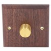 Dimmer Switch with Brass Knob Black Walnut Wood Rotary Dimming