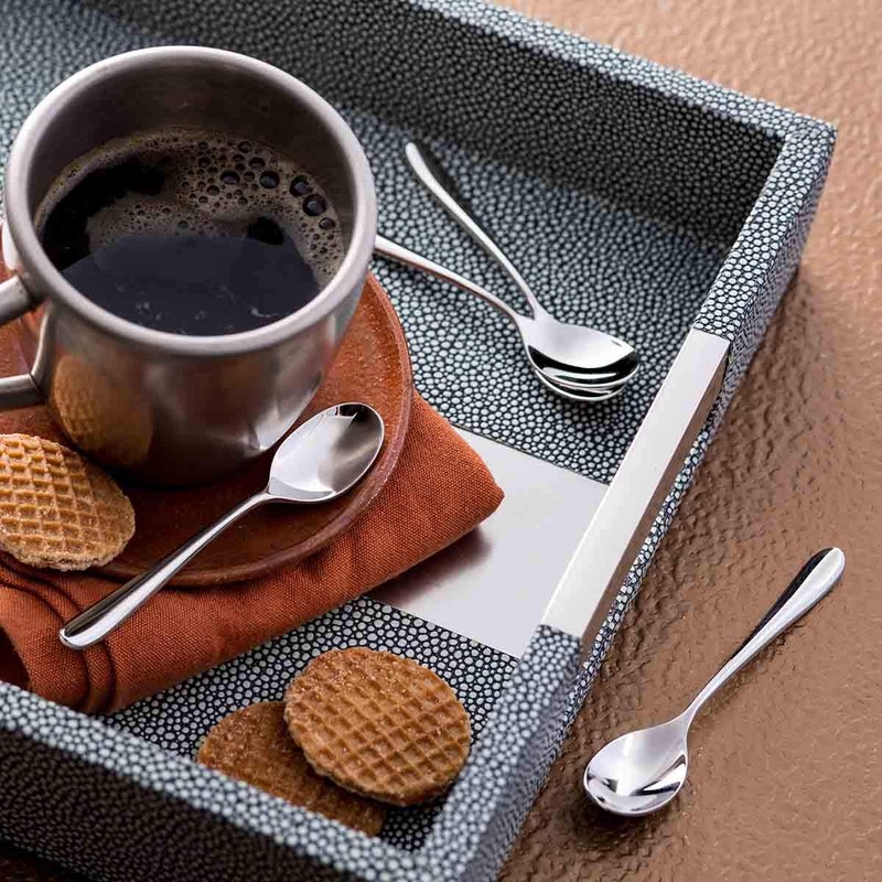 Robert Welch Kingham Bright Cutlery Coffee/Espresso Spoon, Set of 8.