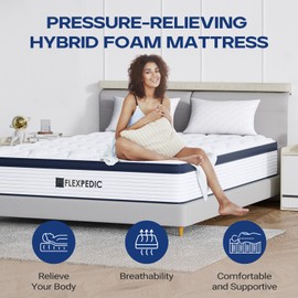 FLEXPEDIC 10" Twin Mattress, Hybrid Mattress with Space Cotton for Tight Sleep, Medium-Firm Twin Bed Mattress with Stronger Support, Motion Isolation &Pressure Relieving