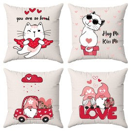 R1chy Valentines Day Pillow Cover -Red Heart Valentines Pillowcase Decorations for Home Outdoor Indoor Supplies Decor, 18*18 inch