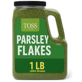 Toss European Dried Parsley Flakes Bulk 16 OZ -Medium Cut Parsley Seasoning - Great Addition to Cooking,Soups, Salads and Baking - Great Source of Fiber, Calcium & Iron