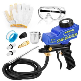 NANPU Light-Duty Air Sandblaster Gun Kit with Siphon & Gravity Feed, Ceramic Nozzle, Metal Body, for Small Project Surface Prep, Paint & Rust Removal, Metal/Wood/Glass Etching, Requires Air Compressor