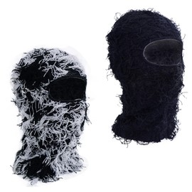 TFTSR 2 Pack Distressed Balaclava Ski Masks for Men,Shiesty Sheisty Masks for Cold Weather,Women Winter Knitted Full Covering