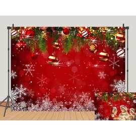 Snowflake Christmas Photography Backdrop for Winter New Year Eve Family Party 5x3ft Birthday Glitter Bokeh Sparkle Red Xmas Background Newborn Baby Shower Decoration Photo Booth Props
