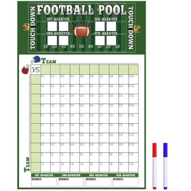 Large Football Pool Poster 16.2 X 23.6 Inch, Squares 100 Grids Score Record Poster Football Party Supplies, Superbowl Party Decorations 2025 (Green)