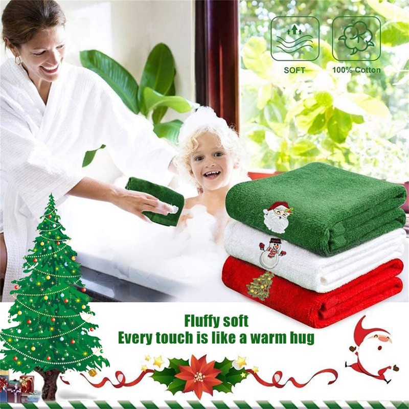 Embroidered Christmas Towels, 3-Pack Gift Set, Christmas Towels Holiday Hand