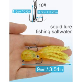 Octopus Swimbait Soft Fishing Lure with Skirt Tail, Lingcod Rockfish Jigs for Saltwater Ocean Fishing, 5Pcs/Pack