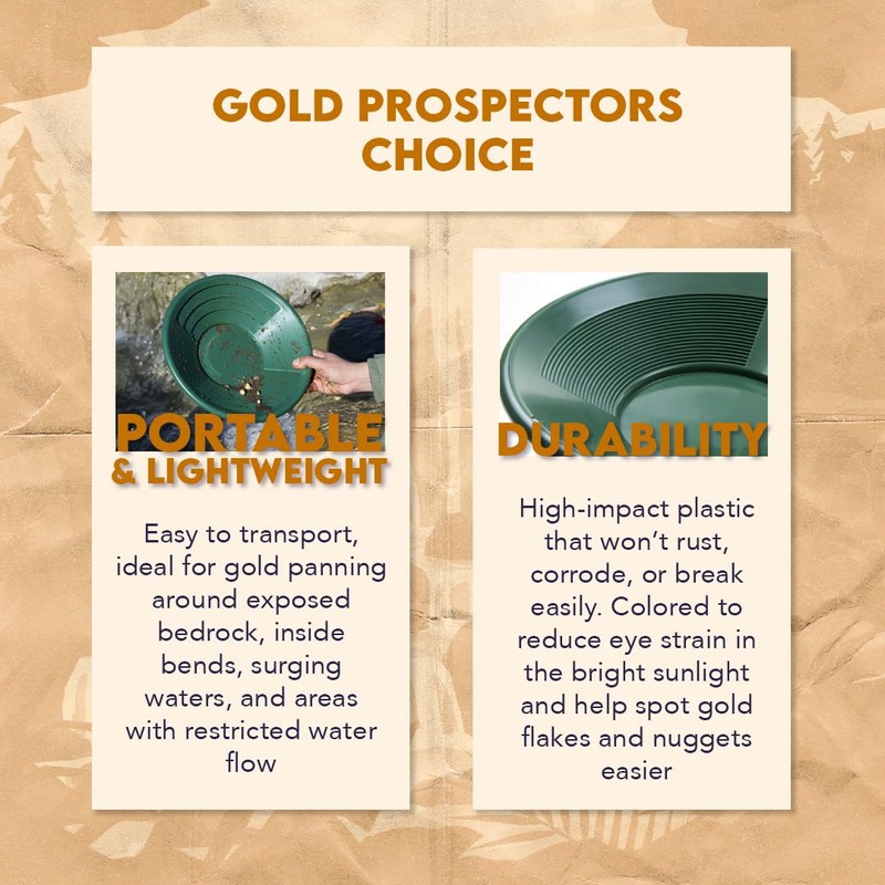 SE 12 Inch Gold Panning Pan - Dual Riffles for
