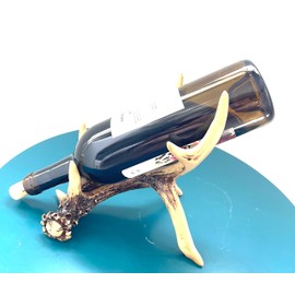 SUREG Western Wine Bottle Holder Antique Rustic Decoration Poly Resin 1 Item (Antler Design)
