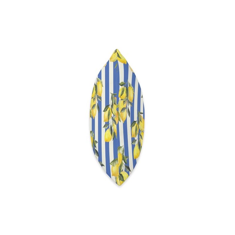Italian Coast Lemons On Blue Stripes Summer Fruit Pattern Throw