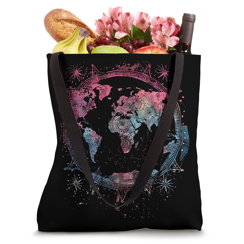 Bohemian World Map Tote Bag