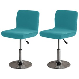 LightInTheBox Bar Stool Cover Square Swivel Bar Chair Seat Velvet Bar Stool Protector Cover for Counter Height Medium Low Back Chairs (2 Pack) (Turquoise)