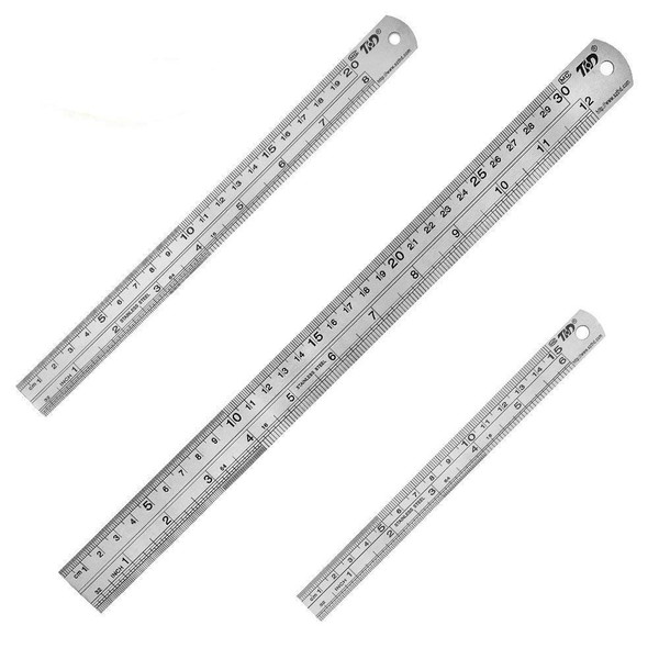 Bestgle 3PCS Stainless Steel Office Ruler Set Straight Edge Measuring
